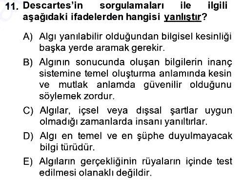 Epistemoloji 2013-2014 Ara Sınav - 11. soru