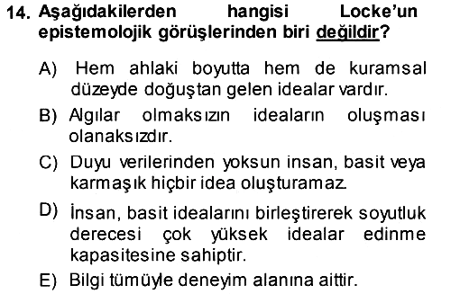 Epistemoloji 2013-2014 Ara Sınav - 14. soru