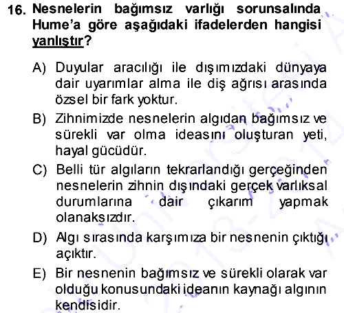 Epistemoloji 2013-2014 Ara Sınav - 16. soru
