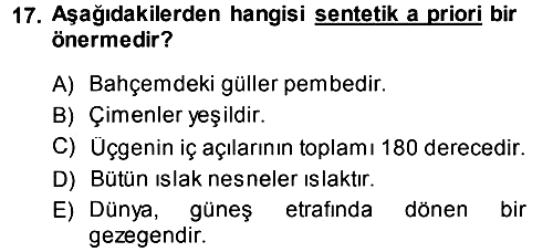 Epistemoloji 2013-2014 Ara Sınav - 17. soru