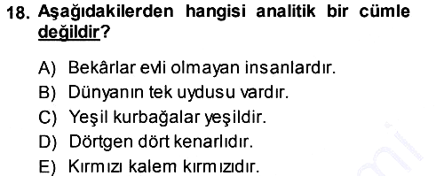 Epistemoloji 2013-2014 Ara Sınav - 18. soru