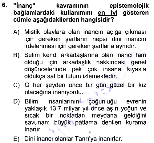 Epistemoloji 2014-2015 Ara Sınav - 6. soru