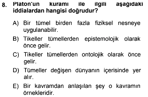 Epistemoloji 2014-2015 Ara Sınav - 8. soru