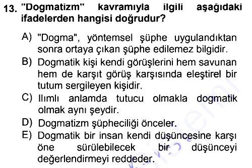 Epistemoloji 2014-2015 Ara Sınav - 13. soru