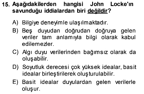 Epistemoloji 2014-2015 Ara Sınav - 15. soru