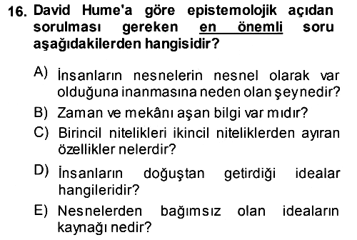 Epistemoloji 2014-2015 Ara Sınav - 16. soru