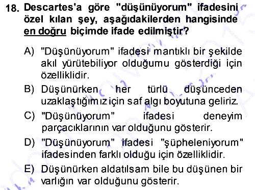 Epistemoloji 2014-2015 Ara Sınav - 18. soru