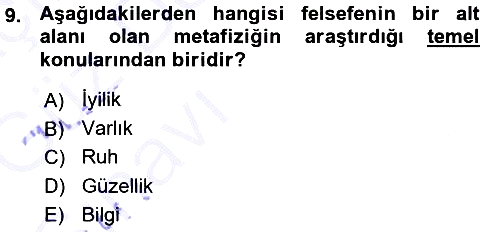 Epistemoloji 2015-2016 Ara Sınav - 9. soru