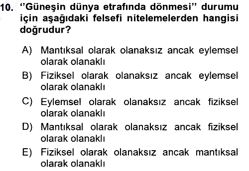 Epistemoloji 2015-2016 Ara Sınav - 10. soru