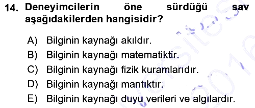 Epistemoloji 2015-2016 Ara Sınav - 14. soru