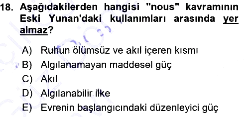 Epistemoloji 2015-2016 Ara Sınav - 18. soru