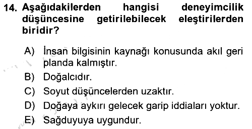 Epistemoloji 2016-2017 Ara Sınav - 14. soru