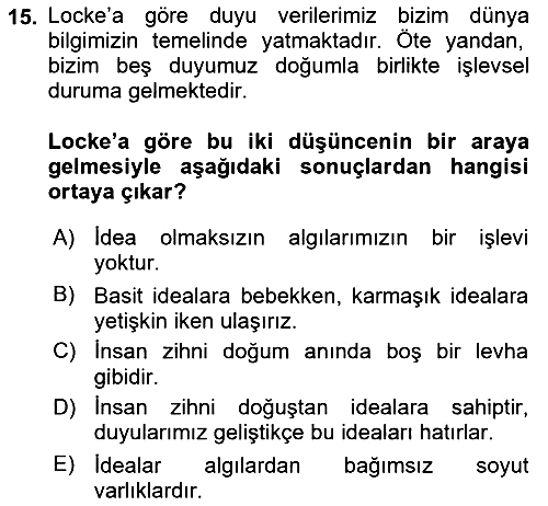 Epistemoloji 2016-2017 Ara Sınav - 15. soru