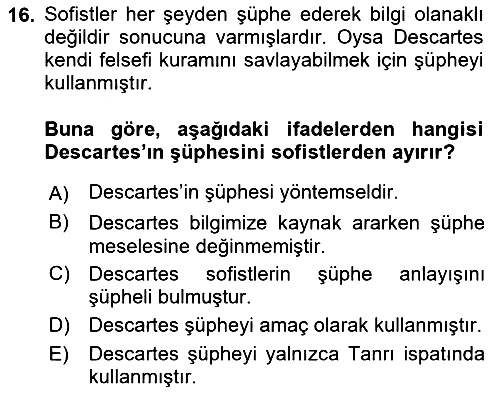 Epistemoloji 2016-2017 Ara Sınav - 16. soru