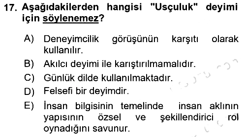 Epistemoloji 2016-2017 Ara Sınav - 17. soru