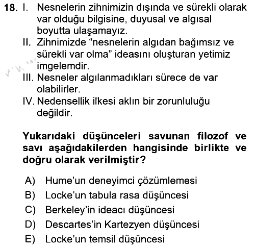 Epistemoloji 2016-2017 Ara Sınav - 18. soru