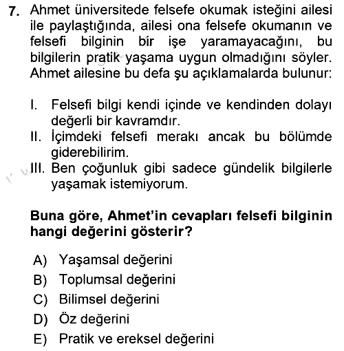 Epistemoloji 2017-2018 Ara Sınav - 7. soru