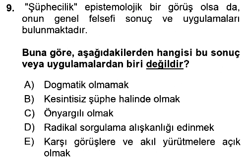 Epistemoloji 2017-2018 Ara Sınav - 9. soru