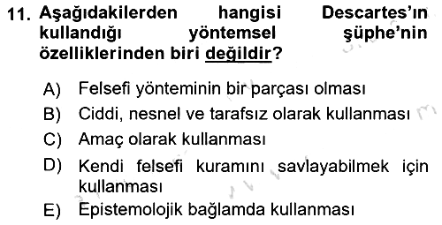 Epistemoloji 2017-2018 Ara Sınav - 11. soru