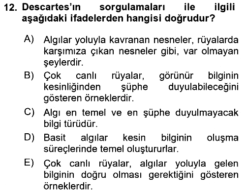 Epistemoloji 2017-2018 Ara Sınav - 12. soru