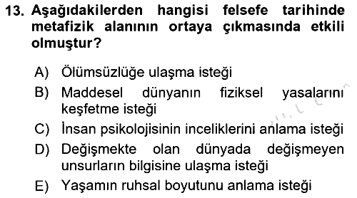 Epistemoloji 2017-2018 Ara Sınav - 13. soru