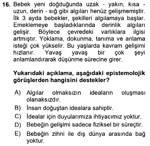 Epistemoloji 2017-2018 Ara Sınav - 16. soru