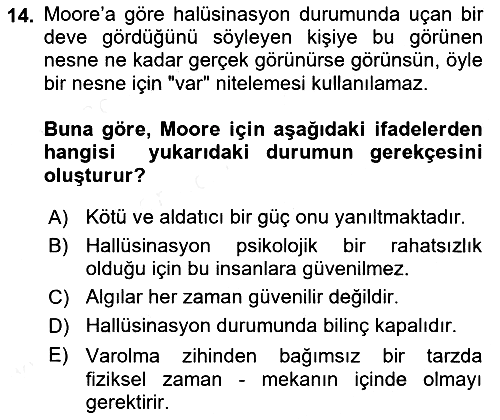 Epistemoloji 2018-2019 Ara Sınav - 14. soru