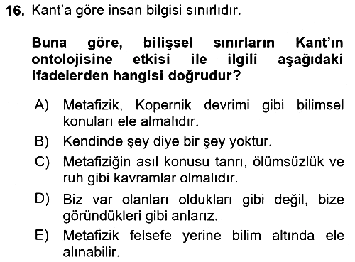Epistemoloji 2018-2019 Ara Sınav - 16. soru
