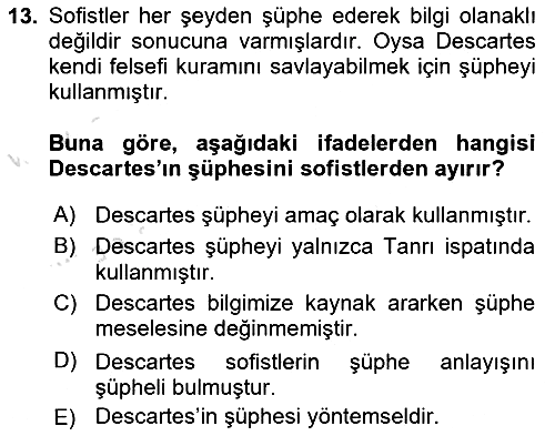 Epistemoloji 2019-2020 Ara Sınav - 13. soru