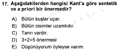 Epistemoloji 2019-2020 Ara Sınav - 17. soru