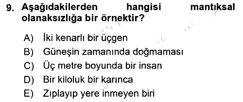 Epistemoloji 2021-2022 Ara Sınav - 9. soru
