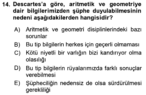 Epistemoloji 2021-2022 Ara Sınav - 14. soru