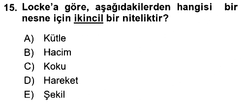 Epistemoloji 2021-2022 Ara Sınav - 15. soru