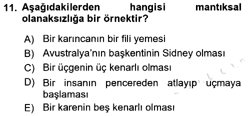 Epistemoloji 2022-2023 Ara Sınav - 11. soru