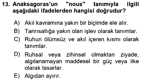 Epistemoloji 2022-2023 Ara Sınav - 13. soru