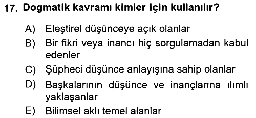 Epistemoloji 2022-2023 Ara Sınav - 17. soru