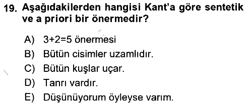 Epistemoloji 2022-2023 Ara Sınav - 19. soru