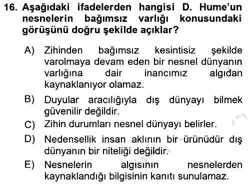 Epistemoloji 2023-2024 Ara Sınav - 16. soru
