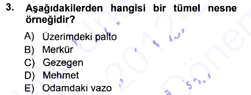 Epistemoloji 2012-2013 Dönem Sonu Sınavı - 3. soru