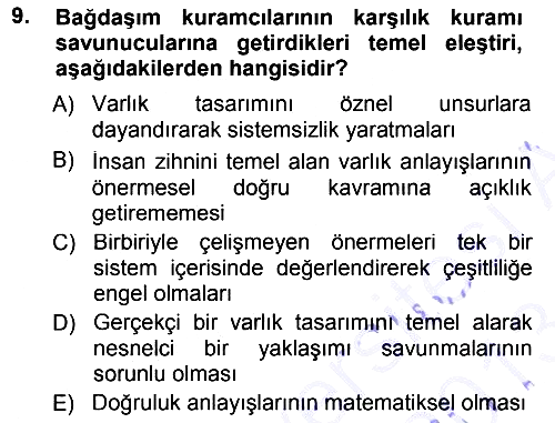 Epistemoloji 2012-2013 Dönem Sonu Sınavı - 9. soru