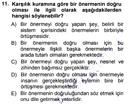 Epistemoloji 2012-2013 Dönem Sonu Sınavı - 11. soru