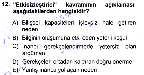 Epistemoloji 2012-2013 Dönem Sonu Sınavı - 12. soru