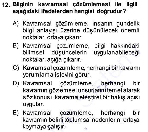 Epistemoloji 2013-2014 Dönem Sonu Sınavı - 12. soru