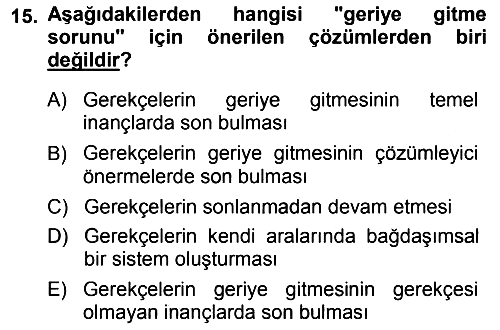 Epistemoloji 2013-2014 Dönem Sonu Sınavı - 15. soru