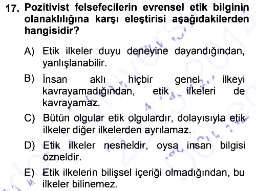Epistemoloji 2013-2014 Dönem Sonu Sınavı - 17. soru