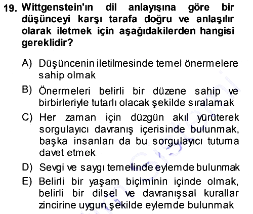 Epistemoloji 2013-2014 Dönem Sonu Sınavı - 19. soru