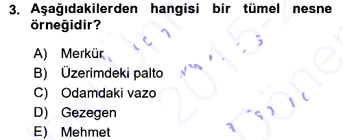 Epistemoloji 2015-2016 Dönem Sonu Sınavı - 3. soru