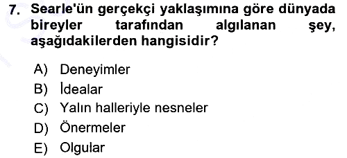 Epistemoloji 2015-2016 Dönem Sonu Sınavı - 7. soru