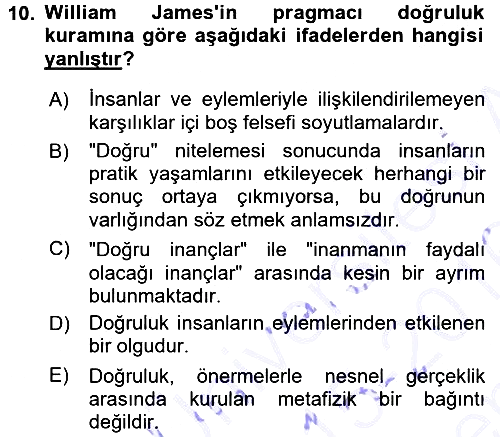Epistemoloji 2015-2016 Dönem Sonu Sınavı - 10. soru