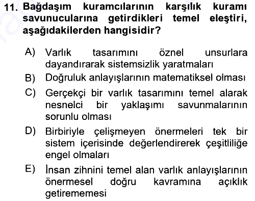 Epistemoloji 2015-2016 Dönem Sonu Sınavı - 11. soru
